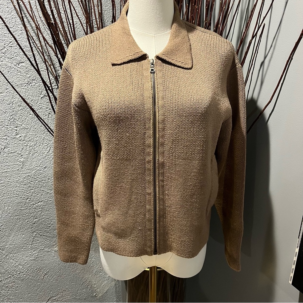 🌸VINTAGE MARGARET O’LEARY BEIGE WOOL BLEND ZIP CARDIGAN SIZE XS/S🌸